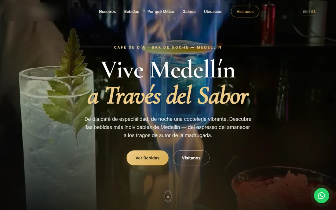 Web de un café-bar de El Poblado con pedidos por QR